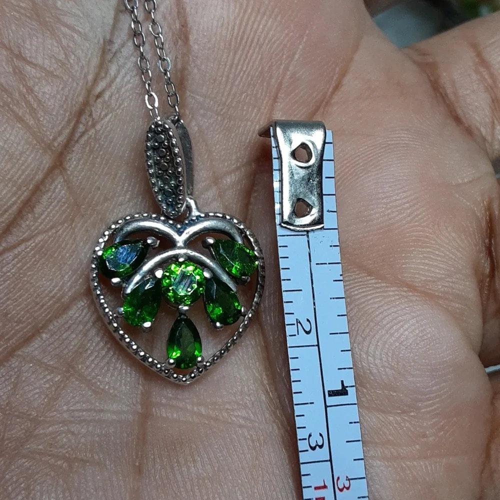 925 Genuine Chrome Diopside Heart Pendant And Chain. Price Is Firm. - Picture 7 of 8